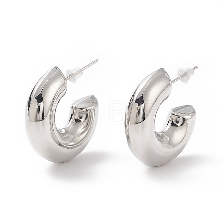 Brass C-shape Stud Earrings EJEW-A072-17LP-1
