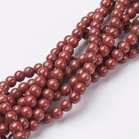 Natural Red Jasper Round Beads Strands GSR4mmC011-1