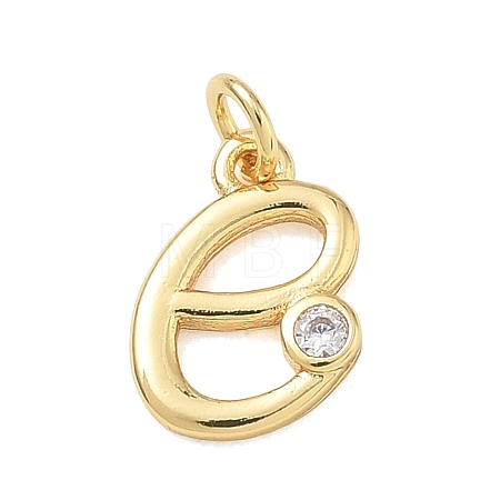 Brass Micro Pave Clear Cubic Zirconia Charms KK-D289-66G-E-1