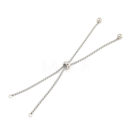 Non-Tarnish Adjustable 304 Stainless Steel Box Chain Slider Bracelet Making MAK-L038-001P-05-1