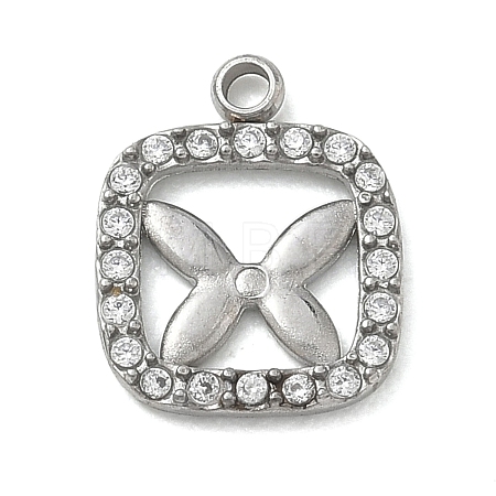 304 Stainless Steel with Crystal Rhinestone Charms RB-CBA8719-01A-P-1