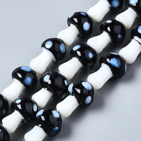 Mushroom Handmade Lampwork Beads Strands X-LAMP-R116-11-1