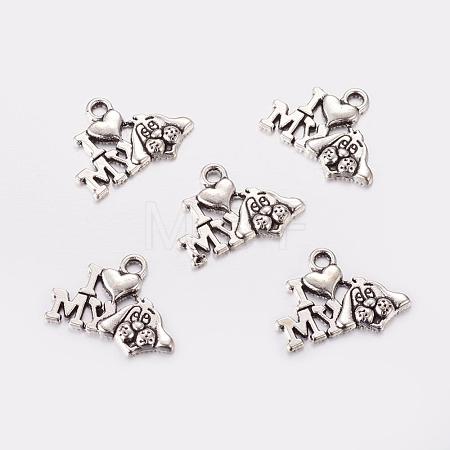 Tibetan Style Alloy Puppy Pendants TIBEP-0399-S-FF-1