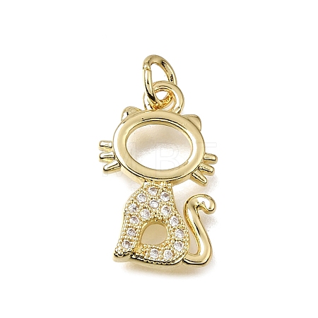 Brass Micro Pave Clear Cubic Zirconia Pendants CU-L001-18G-09-1