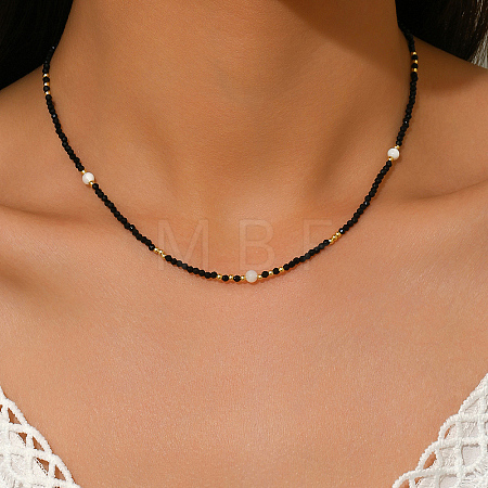 Vintage European-style Faceted Round Glass Beaded Necklaces for Women XV6526-1-1