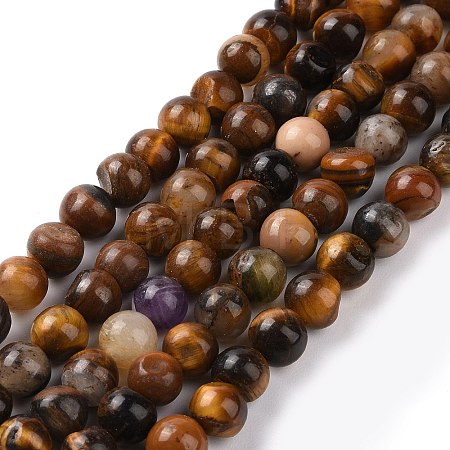 Natural Yellow Tiger Eye Beads Strands G-H238-6mm-1-1