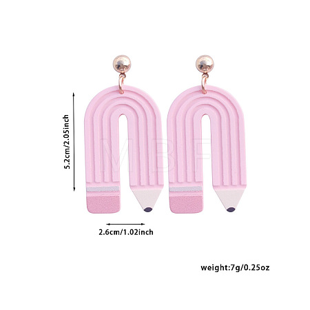 Back to School Acrylic Dangle Stud Earrings FS-WGAA197-24-1