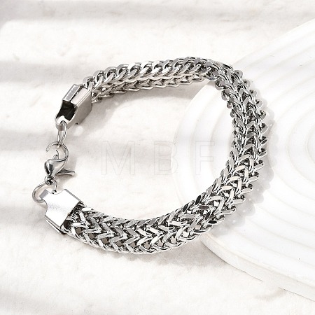 201 Stainless Steel Diamond-Cut Wheat Chain Bracelets for Men STAS-T077-07P-1