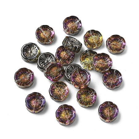20Pcs Half Plated Electroplate Glass Transparent Beads Strands EGLA-YW0005-18B-1