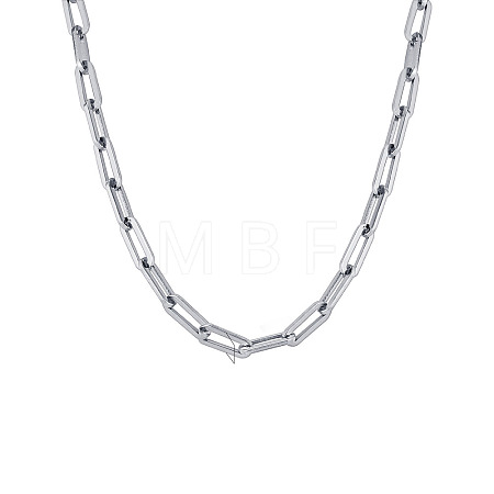 Stainless Steel Paperclip Chain Necklaces for Women PW-WG12199-01-1