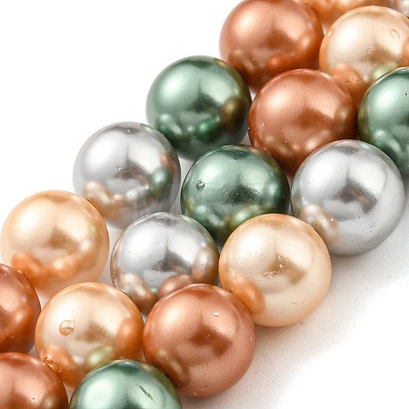 Electroplated Shell Pearl Beads Strands SHEL-F008-03B-02-1