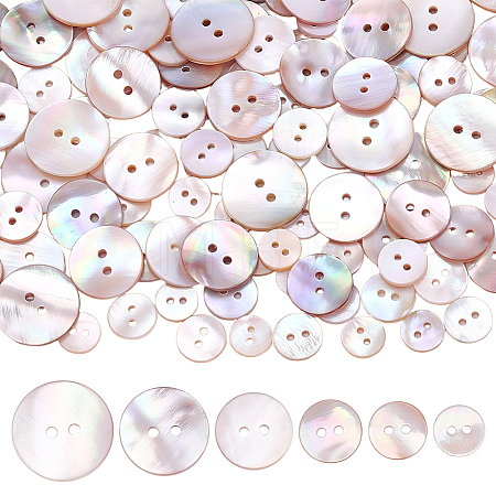 120Pcs 6 Styles Dyed Natural Shell Buttons BUTT-ME0001-42-1