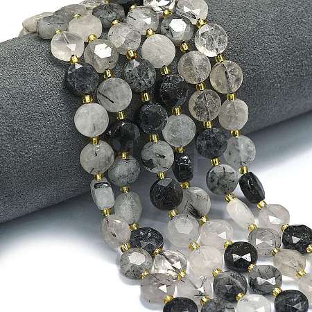 Natural Tourmalinated Quartz Beads Strands G-C116-A107-01-1