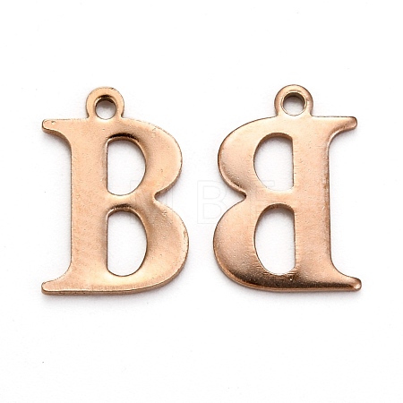 Ion Plating(IP) 304 Stainless Steel Alphabet Charms STAS-H122-B-AG-1