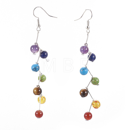 Natural & Synthetic Mixed Stone Dangle Earrings EJEW-JE02978-02-1
