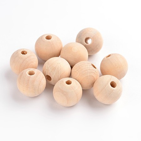 Unfinished Natural Wood Beads X-WOOD-S651-16mm-LF-1