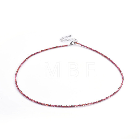 Natural Garnet Beaded Necklaces NJEW-F245-A10-1