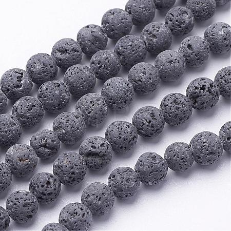 Unwaxed Natural Lava Rock Bead Strands G-F309-6mm-1