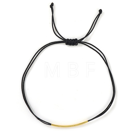 Adjustable Brass Curved Tube Woven Cord Braided Bead Bracelets WG4426-4-1