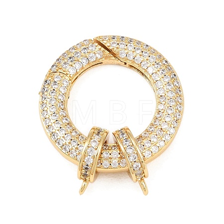Ring Brass Micro Pave Clear Cubic Zirconia Spring Gate Rings KK-C162-094G-1