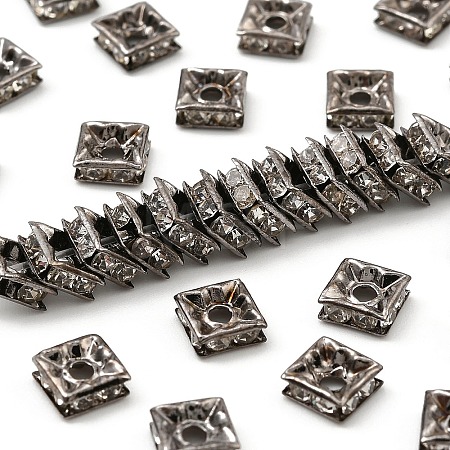 Brass Rhinestone Spacer Beads RB-A013-6x6-01B-1