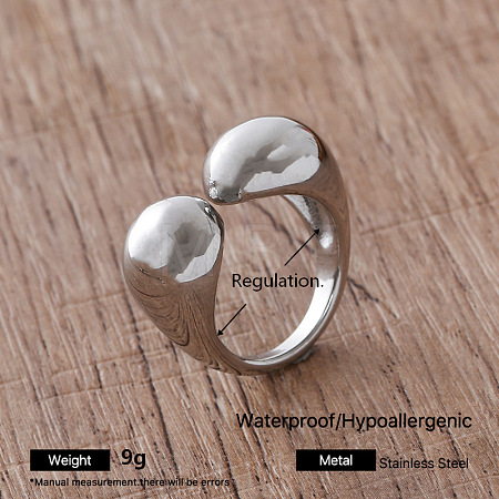 Irregular 304 Stainless Steel Cuff Open Rings for Women AJ8758-4-1