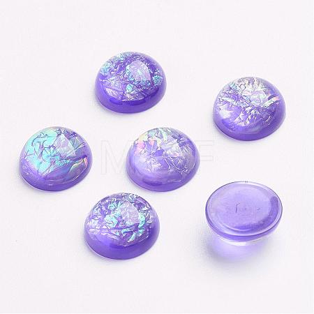 Half Round Resin Imitation Opal Cabochons CRES-D029-16-1