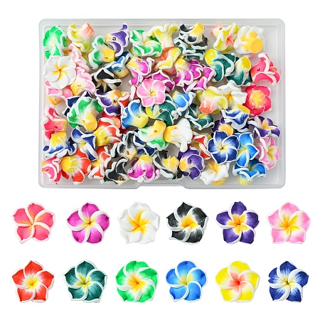 60Pcs 15 Colors Handmade Polymer Clay 3D Flower Plumeria Beads CLAY-FS0001-39-1