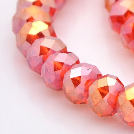 AB Color Plated Faceted Rondelle Electroplate Glass Beads Strands GLAA-A024D-AB04-1