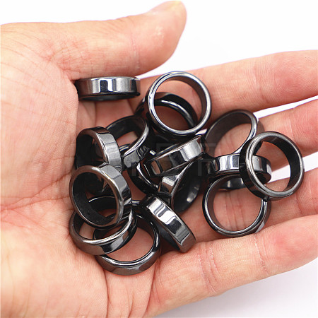 Non-Magnetic Synthetic Hematite Plain Band Ring FIND-PW0021-11B-1