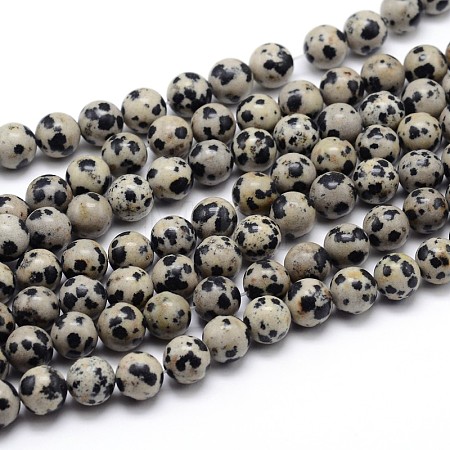 Natural Dalmatian Jasper Round Bead Strands G-J303-19-4mm-1