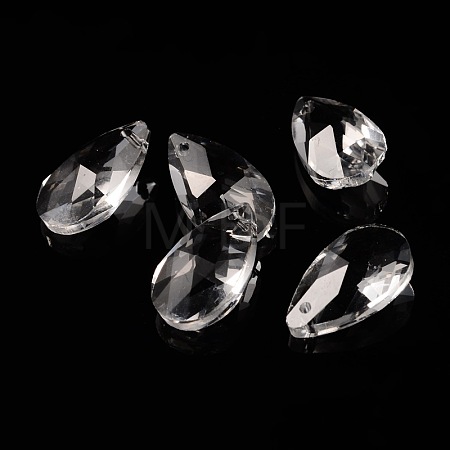 Faceted Teardrop Glass Pendants GLAA-O008-A13-1