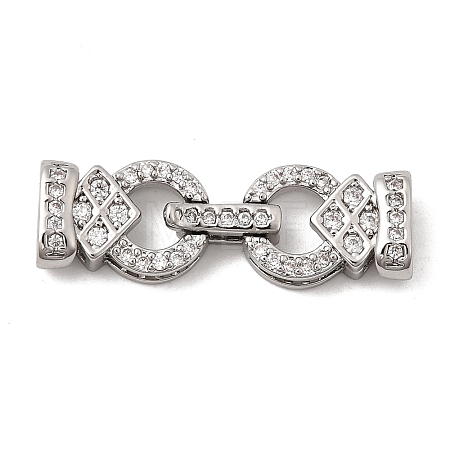 Brass Micro Pave Clear Cubic Zirconia Fold Over Clasps KK-B189-03P-1