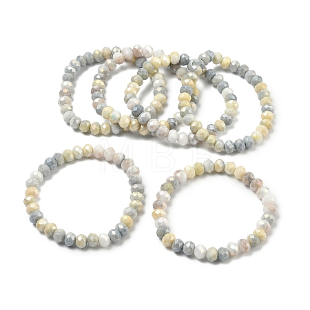 AB Color Faceted Rondelle Glass Beaded Stretch Bracelets for Women BJEW-PH01820-08-1