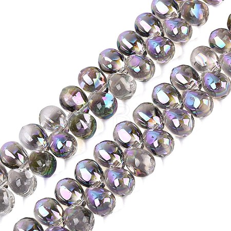 Electroplate Baking Paint Transparent Glass Beads Strands GL-N005-02A-C10-1