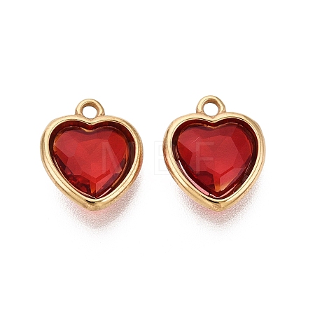 Valentine's Day 304 Stainless Steel with Glass Charms STAS-Q119-01G-02-1