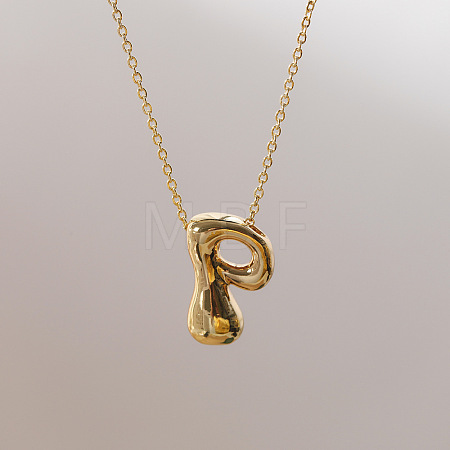 Brass Chunky Initial Pendant Necklaces WG97A63-16-1