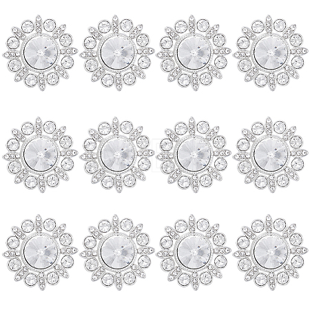 12Pcs Alloy Rhinestone Shank Buttons BUTT-GF0003-67-1