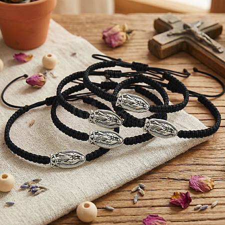 5Pcs Adjustable Braided Nylon Cord Bracelets UC0201-4-1
