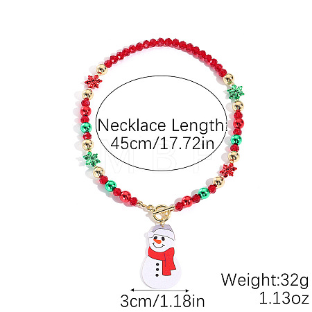 Christmas Theme Alloy Enamel Pendant Acrylic Beaded Necklaces with Alloy OT Clasps FS-WG3DBCD-07-1