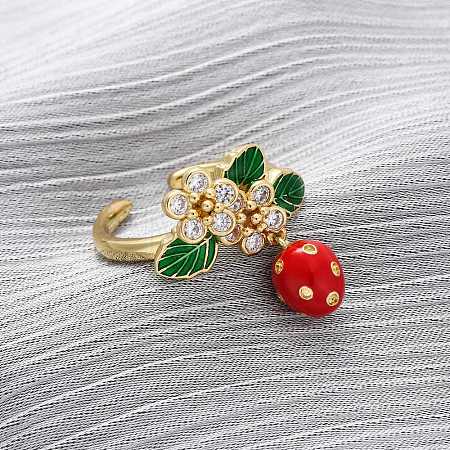 Brass Micro Pave Cubic Zirconia Open Cuff Rings for Women RJEW-U057-16G-1