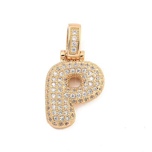 Brass Micro Pave Clear Cubic Zirconia Pendants KK-B099-01G-P-1