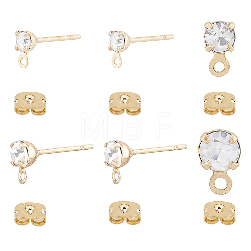 40Pcs 2 Size Brass Stud Earring Findings KK-FH0006-76-1