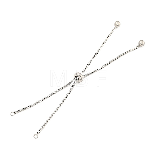 Non-Tarnish Adjustable 304 Stainless Steel Box Chain Slider Bracelet Making MAK-L038-001P-05-1