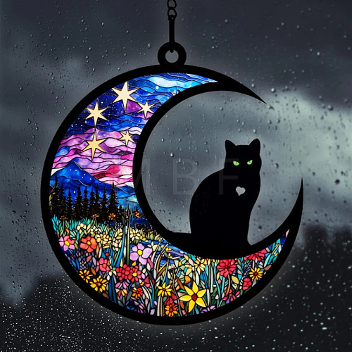 Moon with Cat Window Suncatchers PW-WG7D0D8-07-1