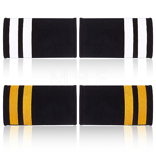 AHADERMAKER 4 Pairs 2 Colors Rectangle Polyester Pilot Epaulettes FIND-GA0003-89-1