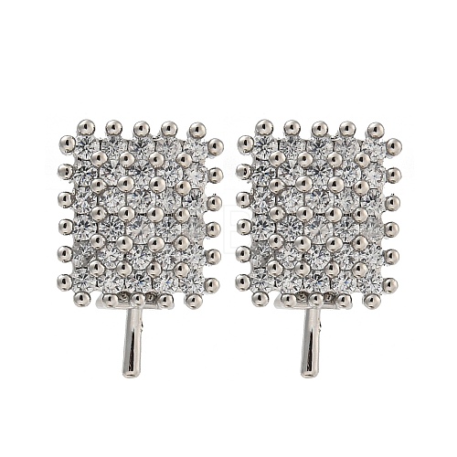 Rack Plating Brass Micro Pave Clear Cubic Zirconia Studs Earrings Finding KK-T072-15P-01-1