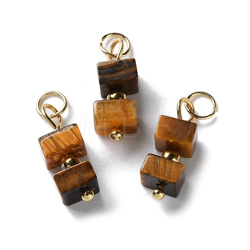 Natural Tiger Eye Cuboid Beaded Pendants STAS-C120-02G-05-1