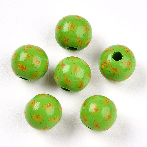 Easter Theme Printed Wood Beads WOOD-T032-22E-1