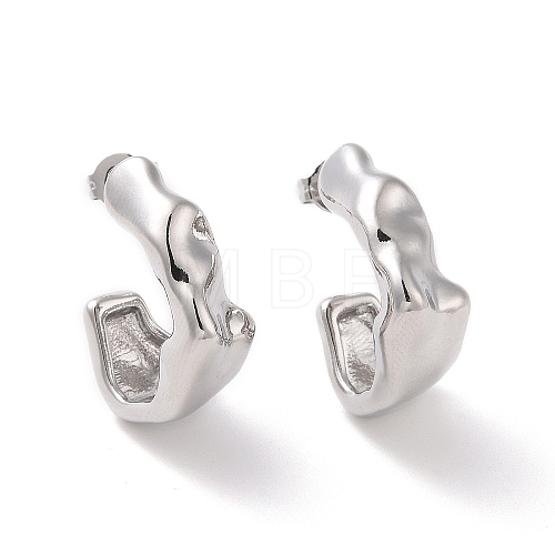 Brass C-shape Stud Earrings EJEW-G315-10P-1